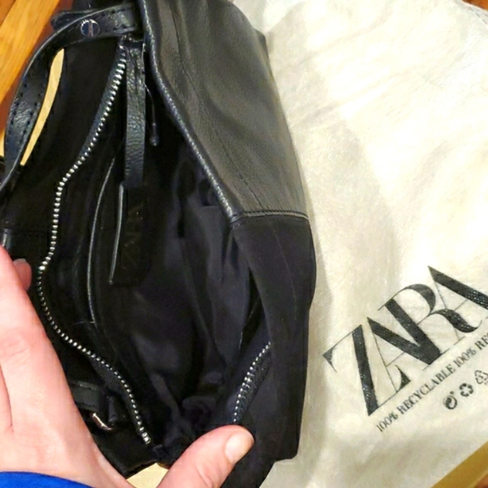 NWT ZARA Black Crossbody Leather Bag - Picture 10 of 10